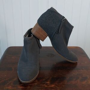 Toms Loren Forged Iron Grey Suede‎ Booties Ankle Boots Womens 9 Stacked Heel